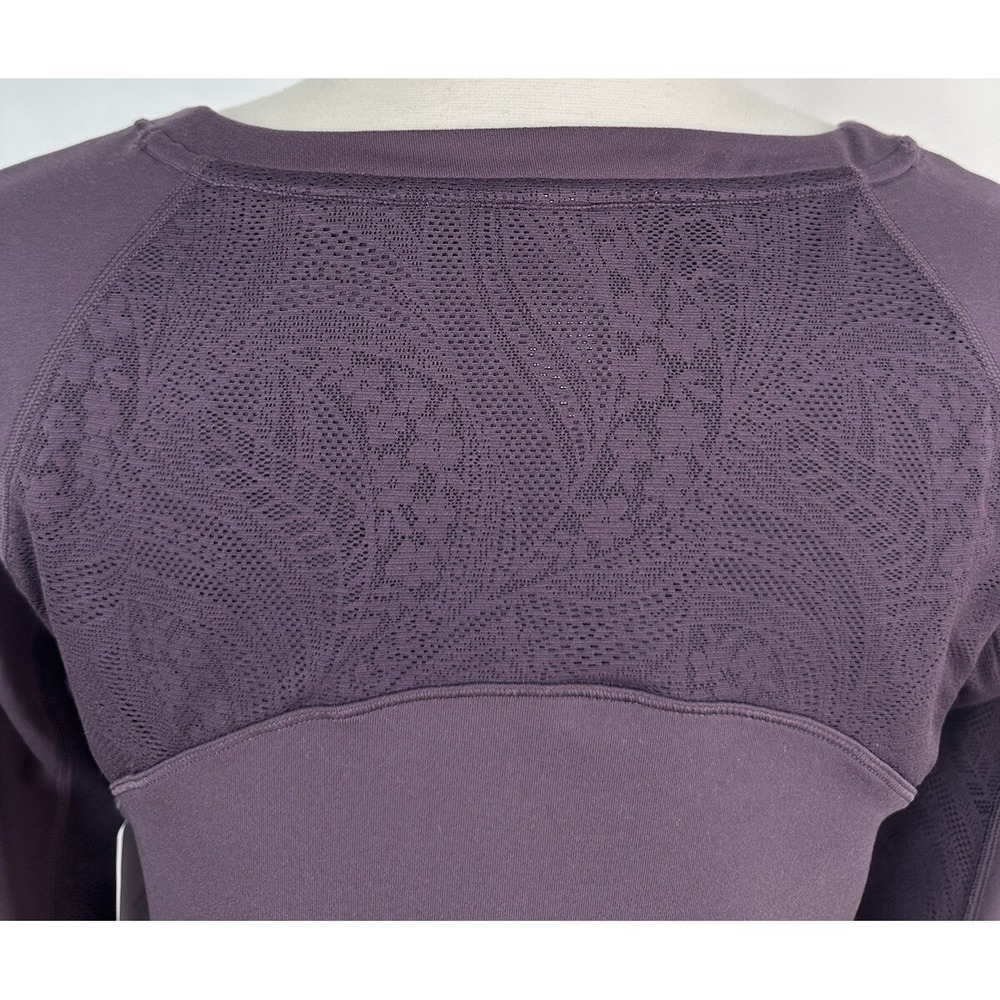 NWT Athleta Shanti Lace Top Plus 1X 16W 18W Deep Crocus Violet Fitted Crop Scoop - Picture 11 of 16